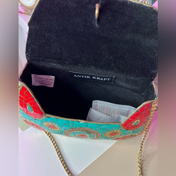 ANTIK KRAFT Metal Clay Clutch Shoulder Crossbody Bag 😍 ~NWT - Picture 9 of 13